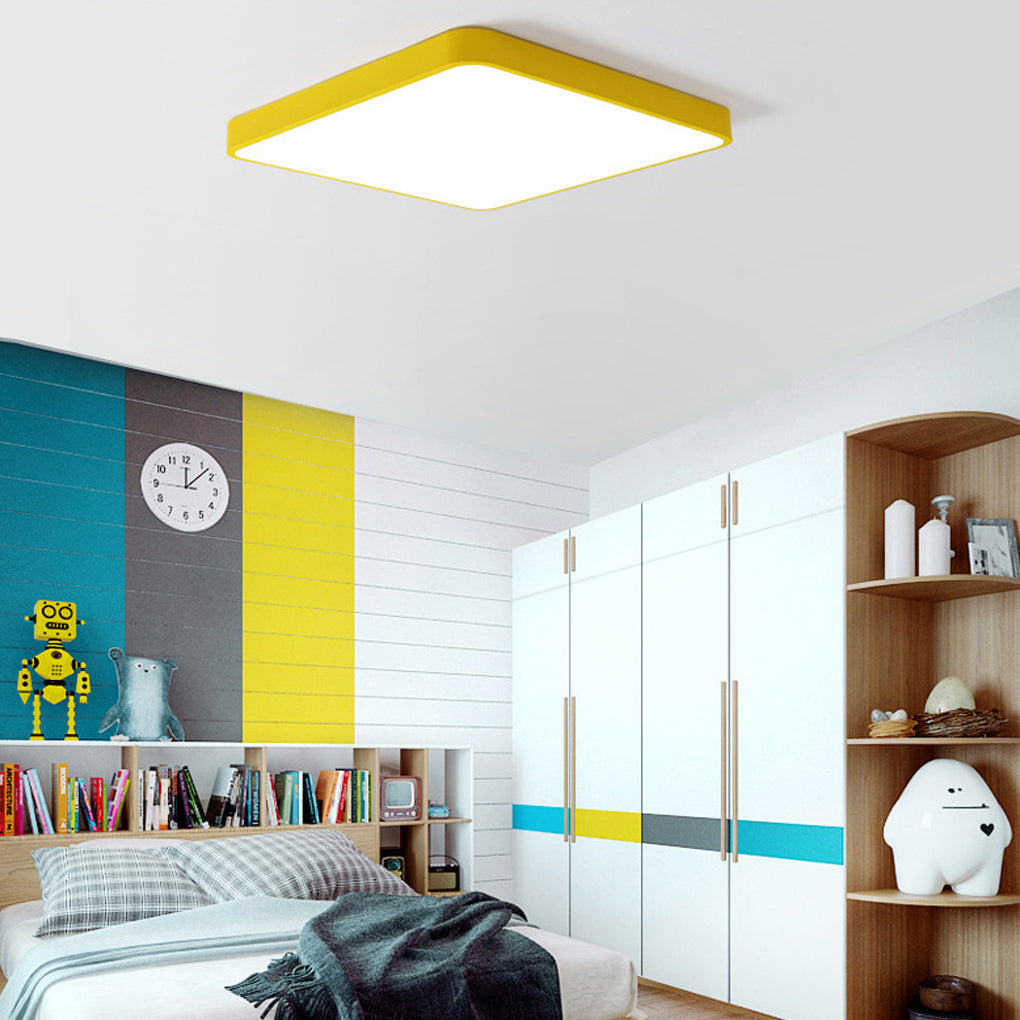 Modern Square LED Flush-Mount Ceiling Light — Metal, PVC & Acrylic, 20W, 3000–5400K, 16"