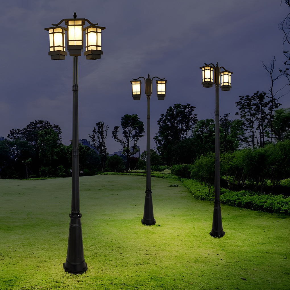 Modern Minimalist Outdoor Post Light — Die-Cast Aluminum, Black, 3-Light, Solar or Hardwired, IP-Rated Weatherproof
