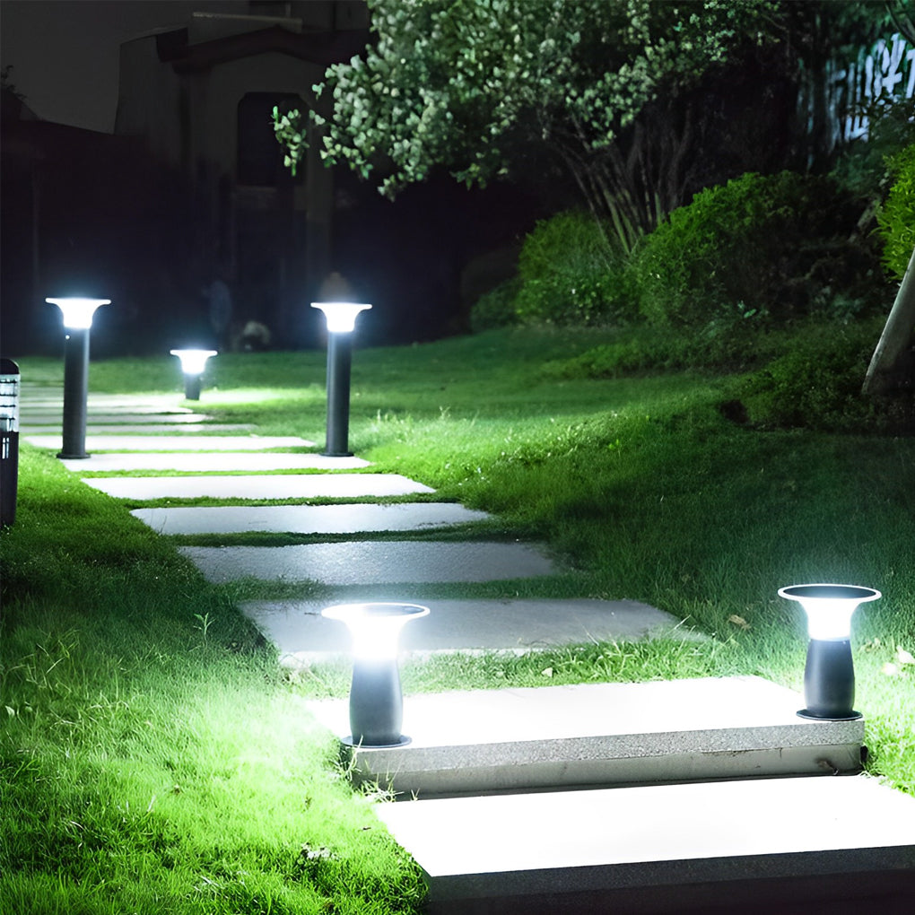 Modern Solar LED Bollard Path Light — Die-Cast Aluminum, 3.5W, 360° Illumination, Black