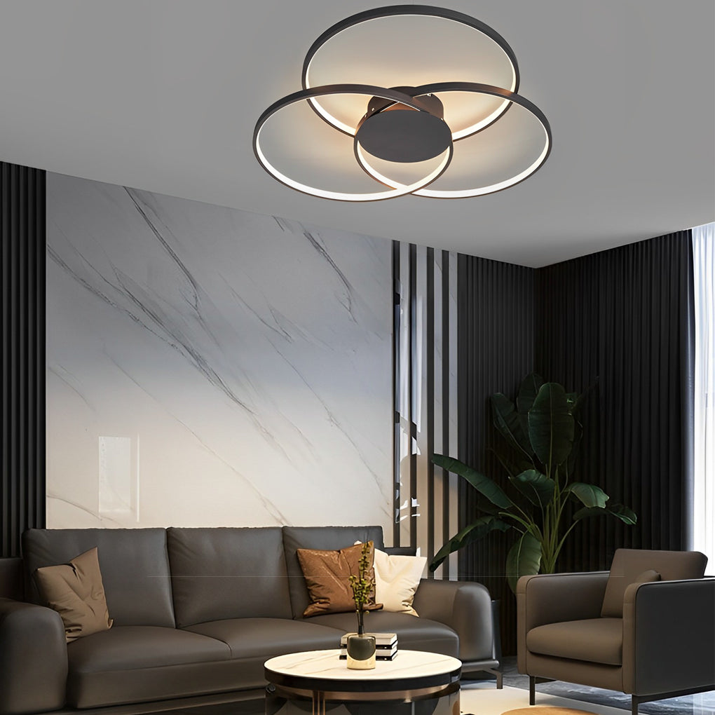 Three-Ring LED Flush Mount — Electroplated Metal, Stepless Dimming, Remote Control, 18.9" or 29.9"