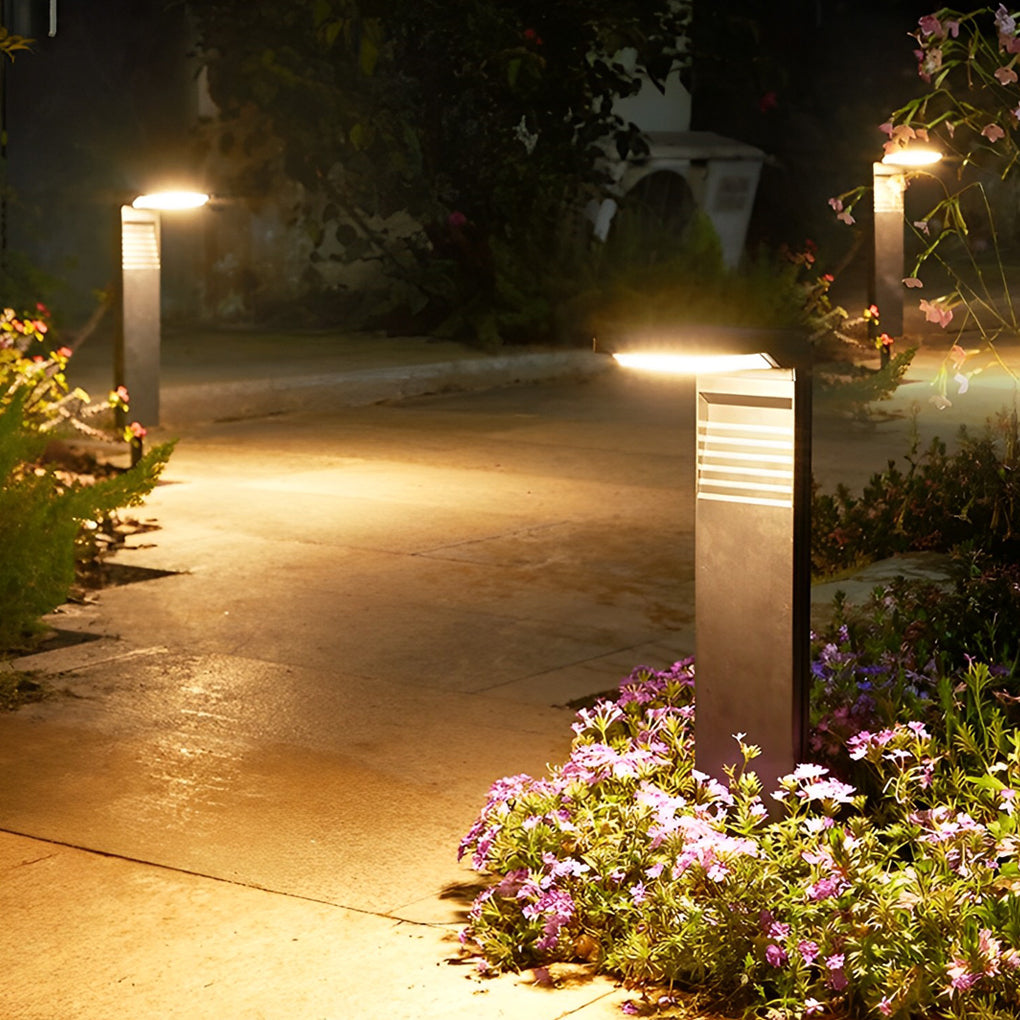 Modern Solar LED Bollard Path Light — ABS+PC, Black, Dusk-to-Dawn Auto On/Off, IP64, 4V/2W, 6000K/3000K