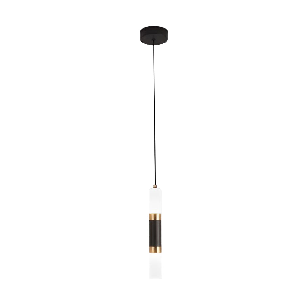 Minimalist Black LED Mini Pendant — Aluminum and Bubble Acrylic, Adjustable 78" Cord