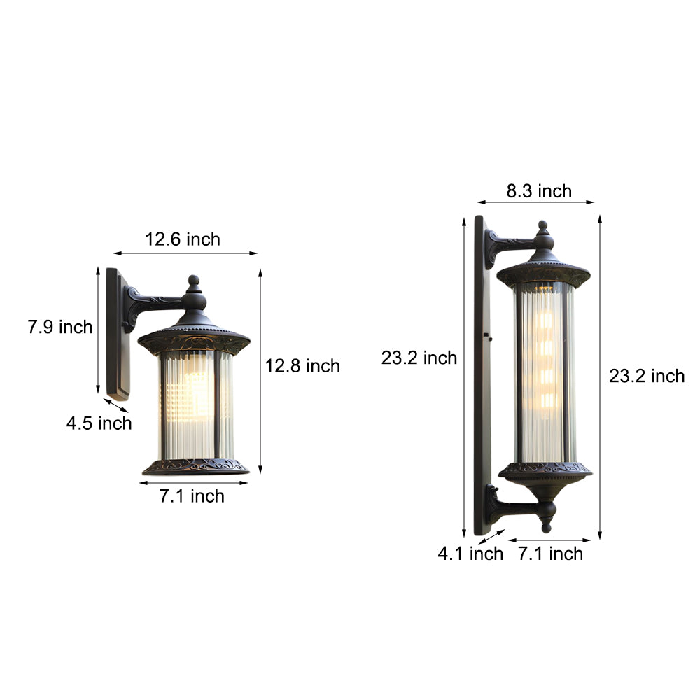 Vintage Outdoor Wall Sconce — Die-Cast Aluminum, Frosted Glass, E27, IP55 Weatherproof, Coffee Gold