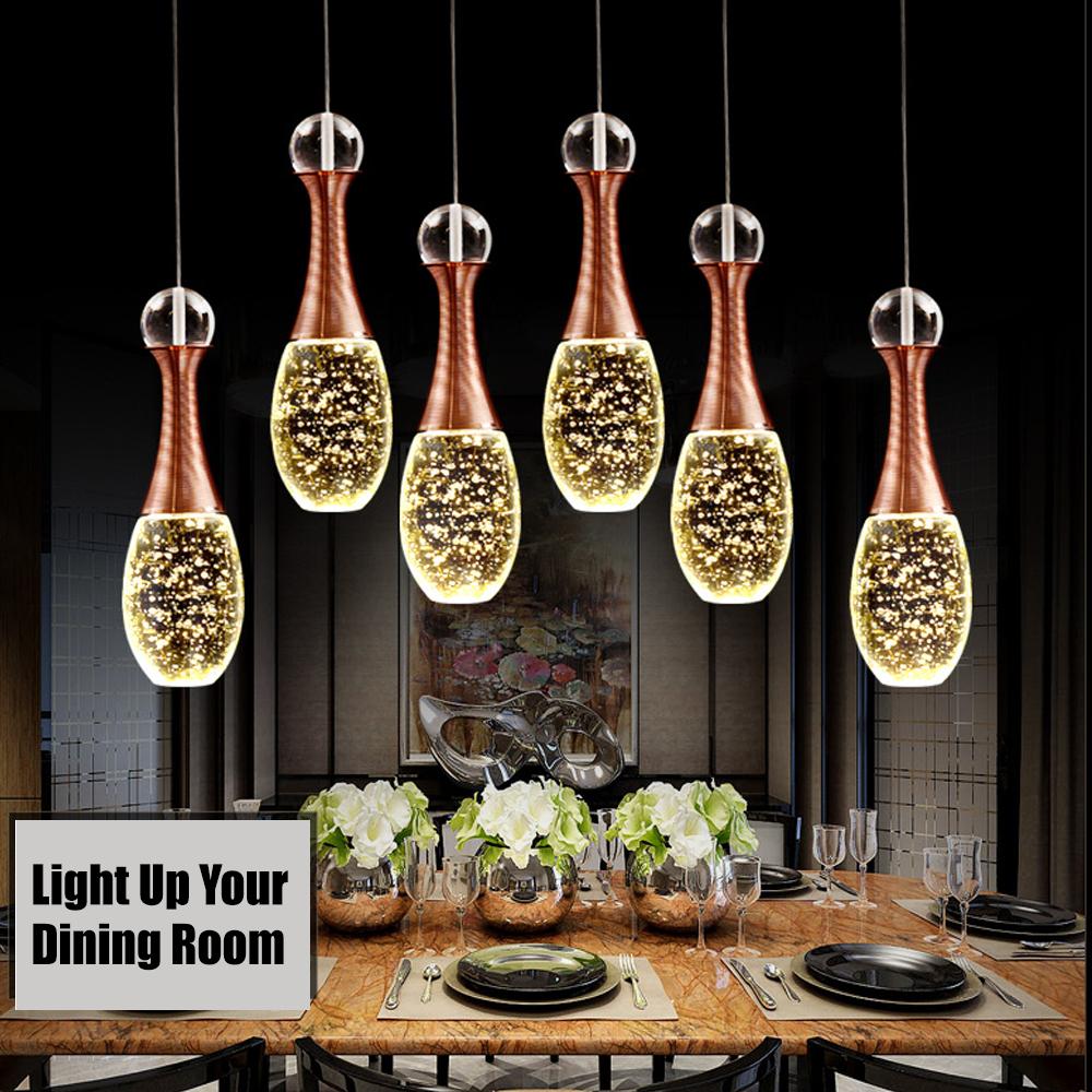 Drop-Shape Crystal & Electroplated Metal Multi-Light Pendant — Modern, 3-Light 11" or 6-Light 14", LED Integrated