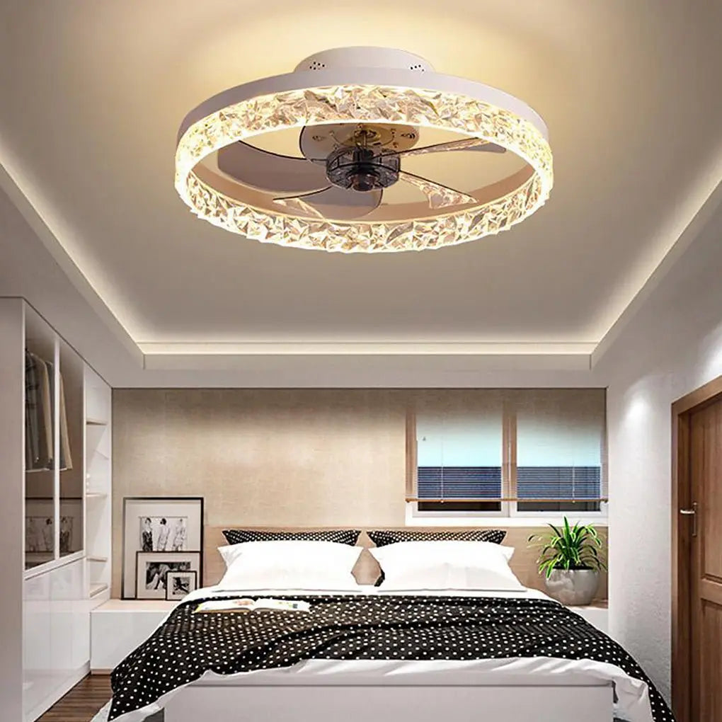 Rustic Flush Mount Ceiling Fan with 5 Blades, LED Bulbs, and Remote Control Luxe