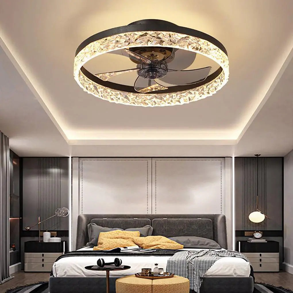 Rustic Flush Mount Ceiling Fan with 5 Blades, LED Bulbs, and Remote Control Luxe