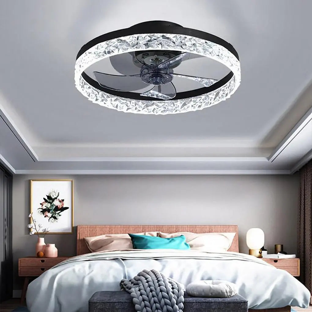 Rustic Flush Mount Ceiling Fan with 5 Blades, LED Bulbs, and Remote Control Luxe