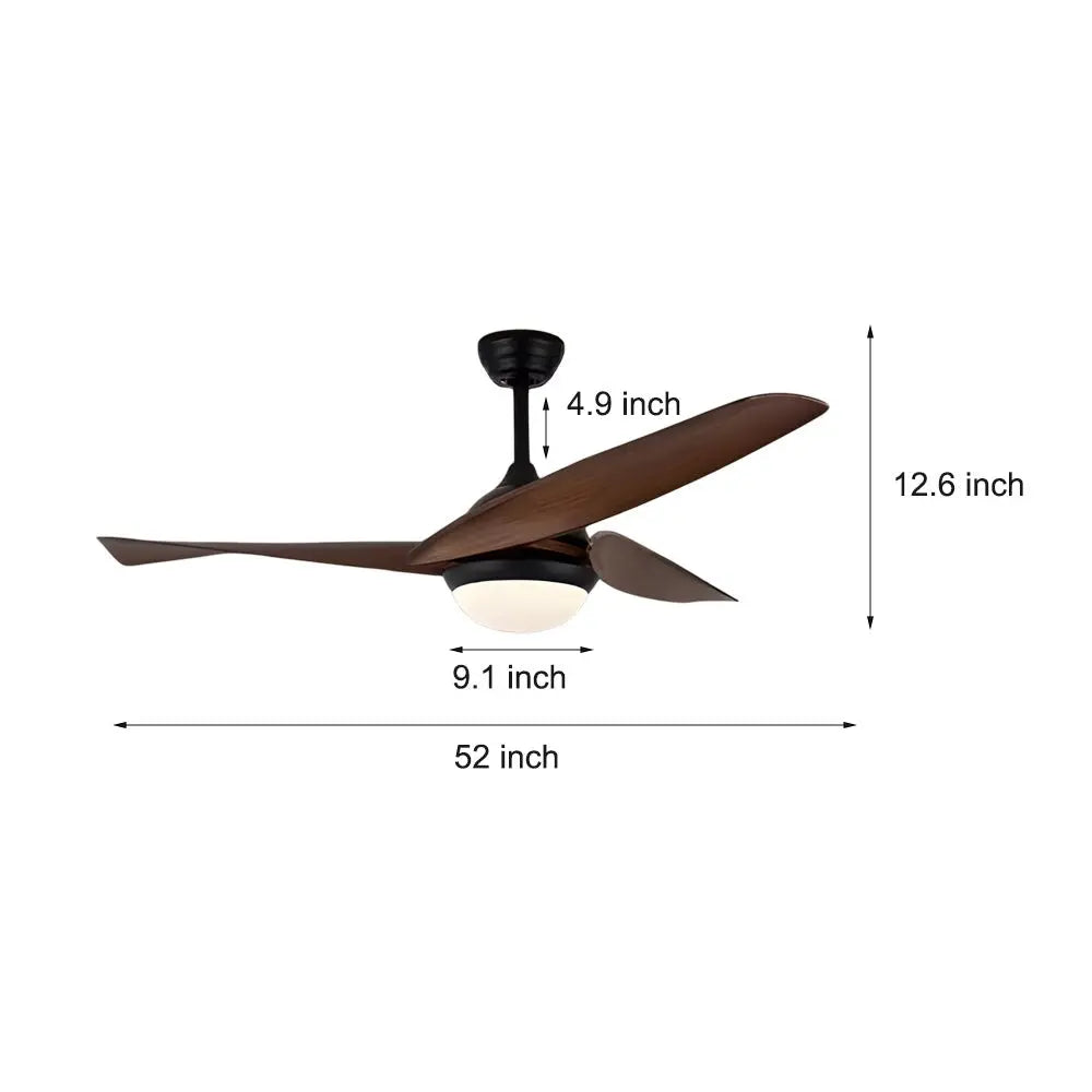 52-Inch 3-Blade LED Ceiling Fan with 6 Speeds, Light, and Remote Control - Quiet Operation Luxe