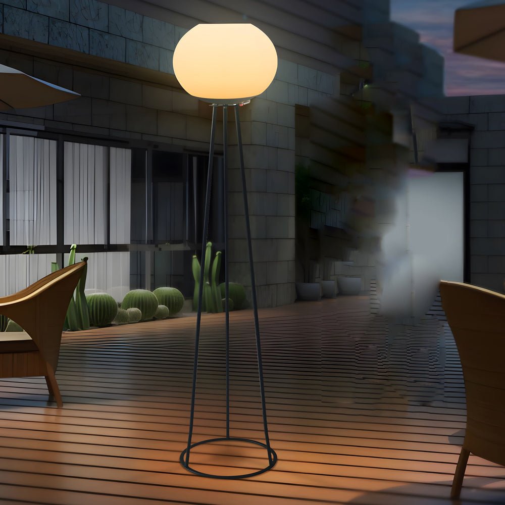 52-Inch LED Outdoor Tripod Floor Lamp with Globe Design