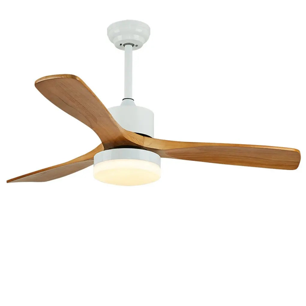 52-Inch Nordic Minimalist Solid Wood LED Ceiling Fan Lamp for Living Room Luxe