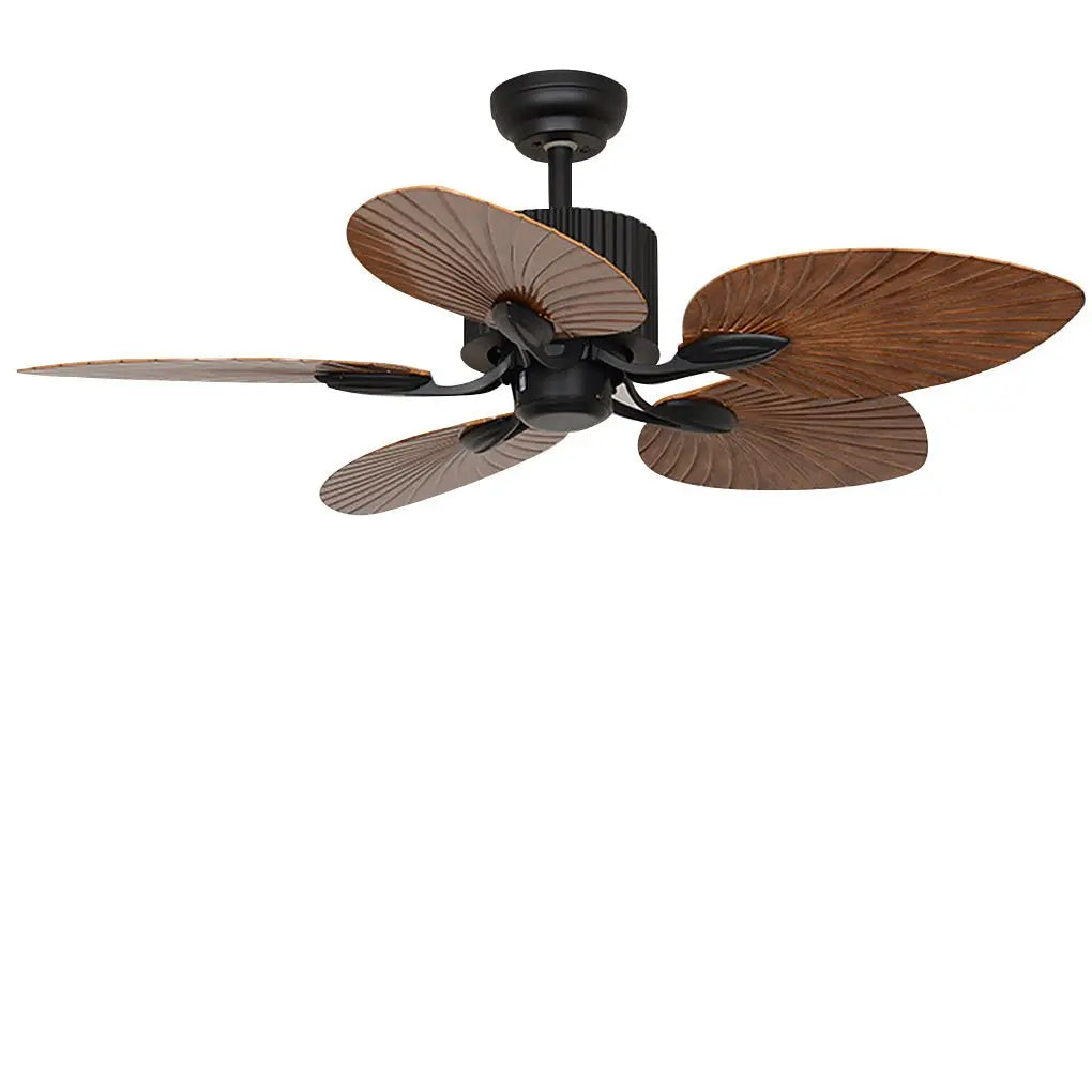 52-Inch Rustic Inverter Ceiling Fan Light with Dimming 12W LED and Leaf-Shaped Blades Luxe