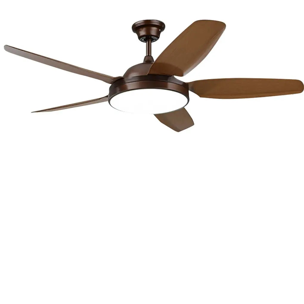 52-Inch Remote Control LED Ceiling Fan with Variable Frequency Dimming and Wooden Blades Luxe