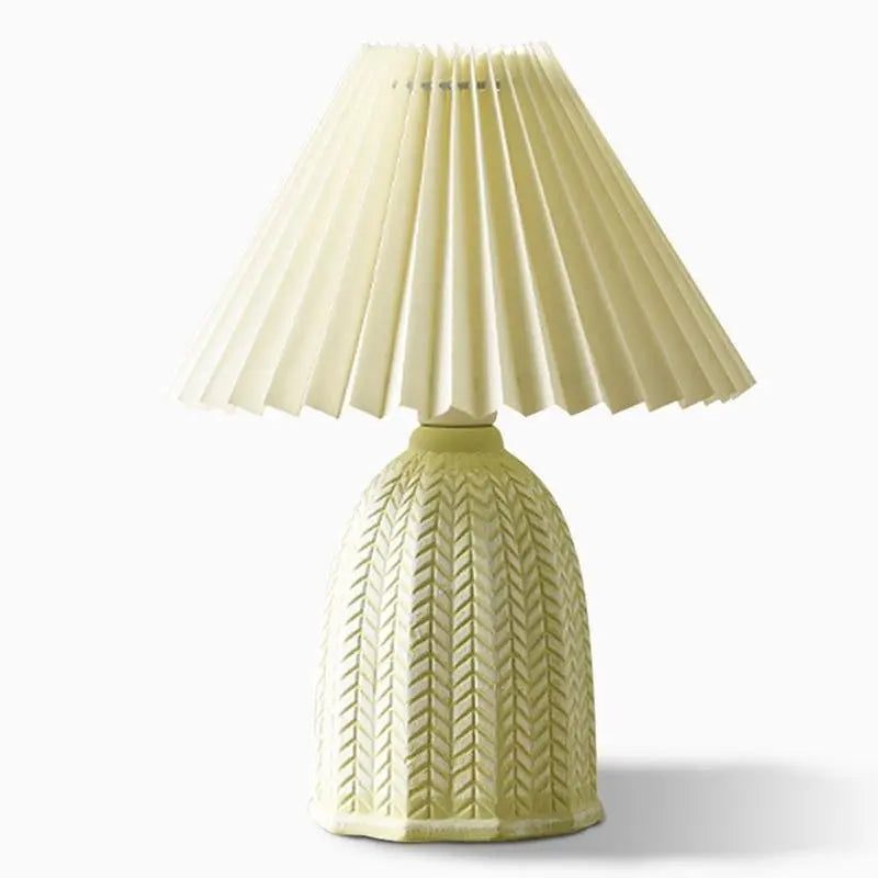 Vintage Ceramic Table Lamp with Tapered Pleated Linen Shade – 1-Light Design Luxe