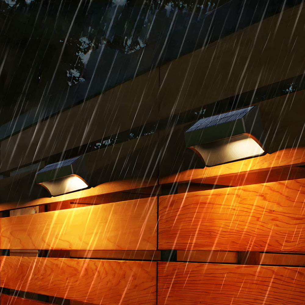 Minimalist Solar Outdoor Wall Sconce, 4-Pack — Black ABS, LED, Dusk-to-Dawn, RGB + Dual White, IP65 Weatherproof