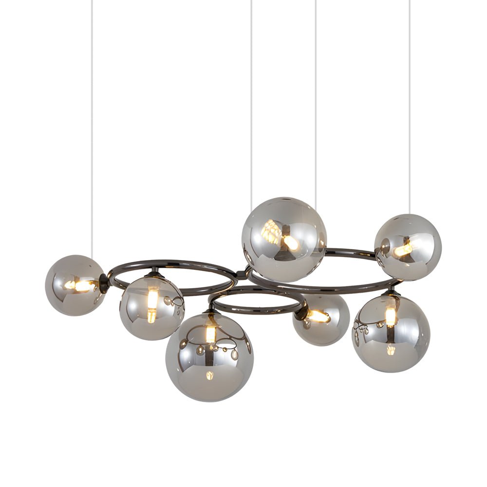 Contemporary Circular Glass Ball Chandelier — Iron & Glass, 5/7/9-Light, 3-Step Dimming, 3000K/4500K/6000K