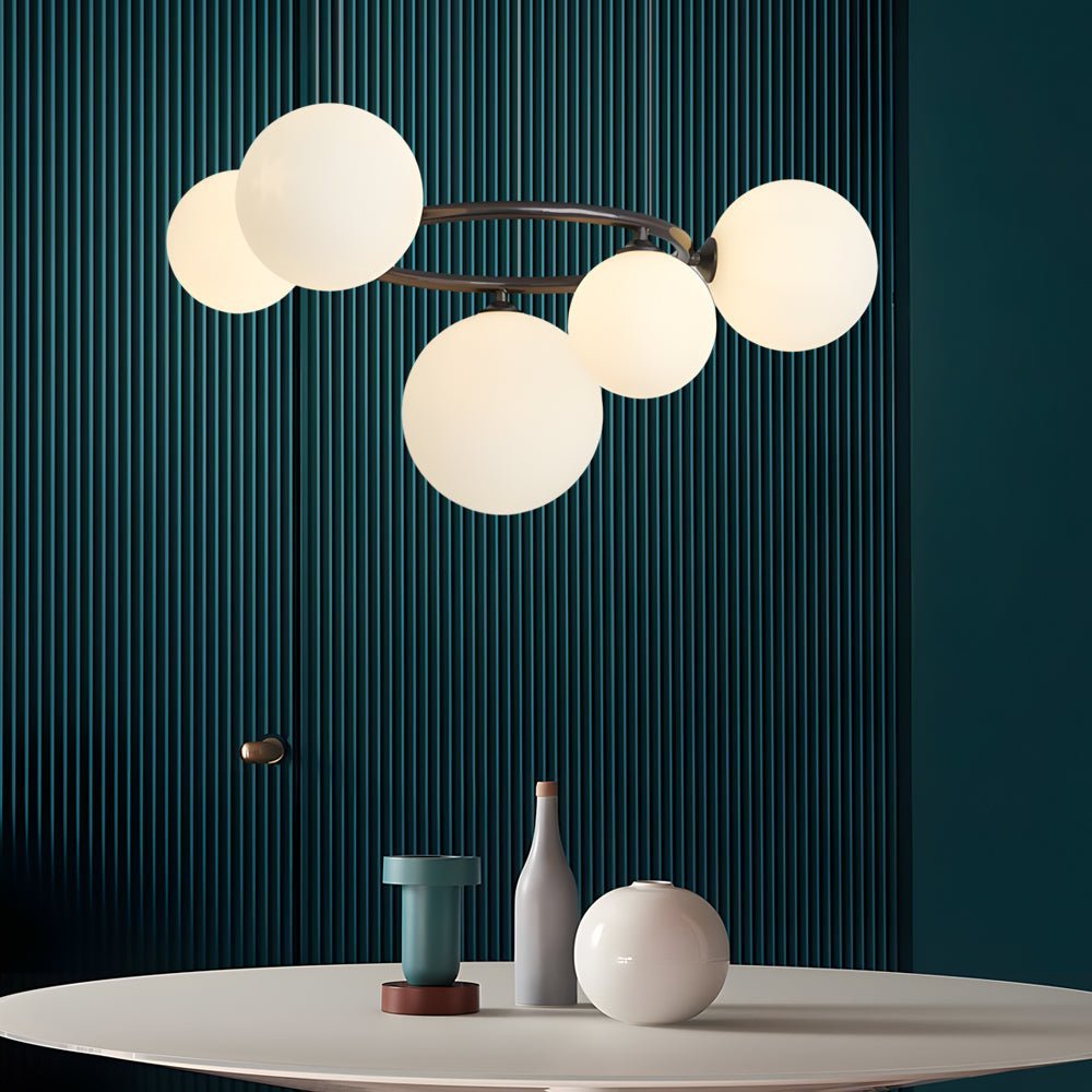 Contemporary Circular Glass Ball Chandelier — Iron & Glass, 5/7/9-Light, 3-Step Dimming, 3000K/4500K/6000K