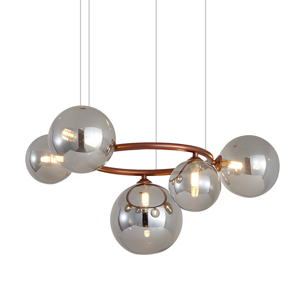Contemporary Circular Glass Ball Chandelier — Iron & Glass, 5/7/9-Light, 3-Step Dimming, 3000K/4500K/6000K