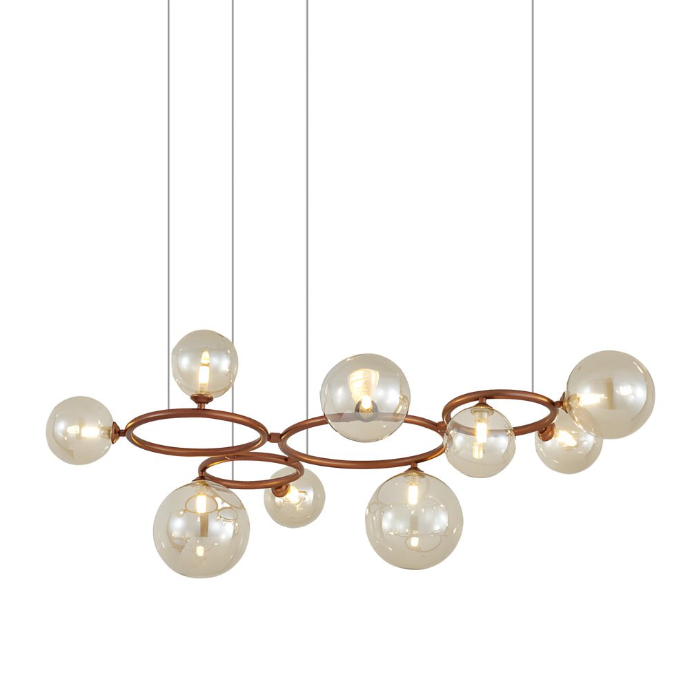 Contemporary Circular Glass Ball Chandelier — Iron & Glass, 5/7/9-Light, 3-Step Dimming, 3000K/4500K/6000K