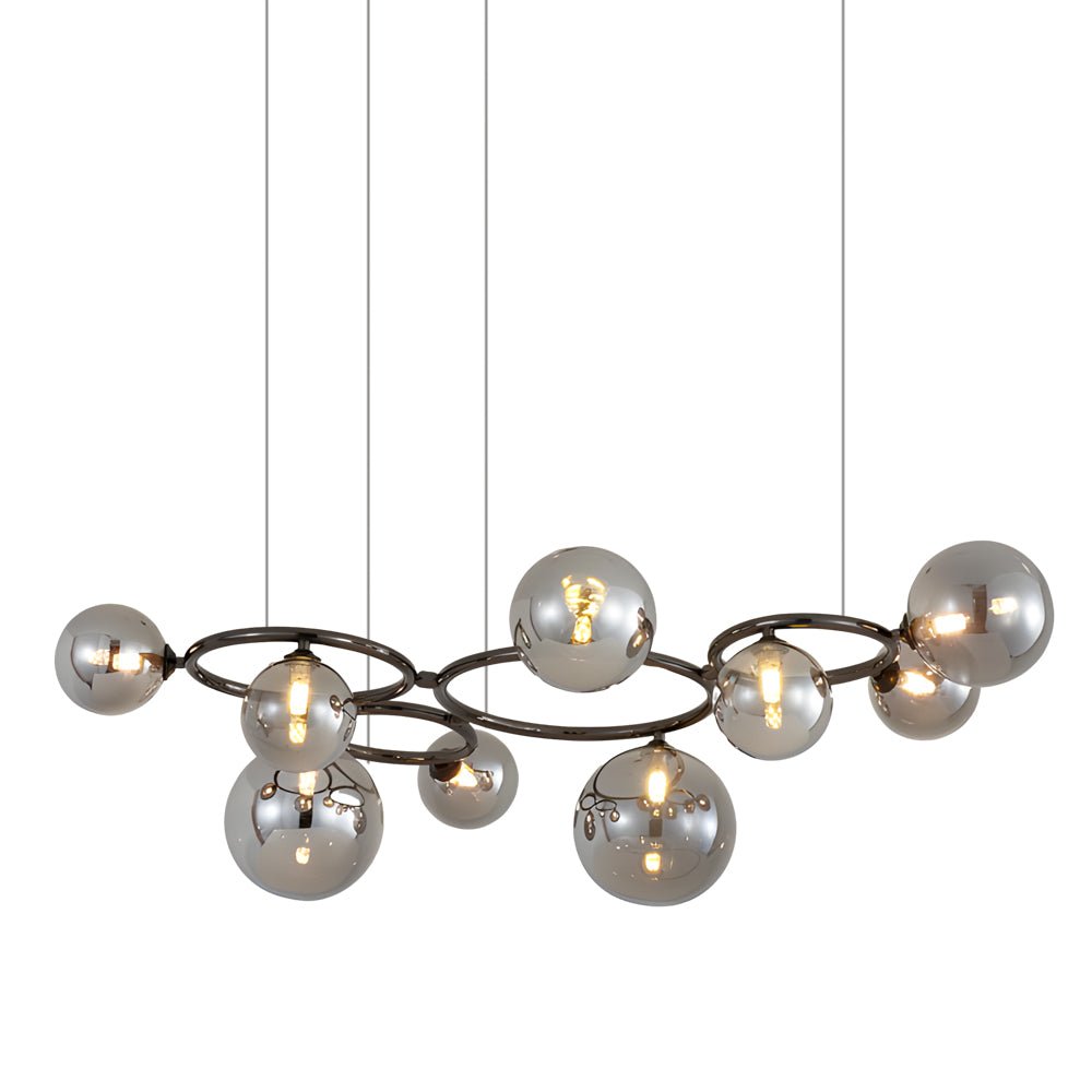 Contemporary Circular Glass Ball Chandelier — Iron & Glass, 5/7/9-Light, 3-Step Dimming, 3000K/4500K/6000K