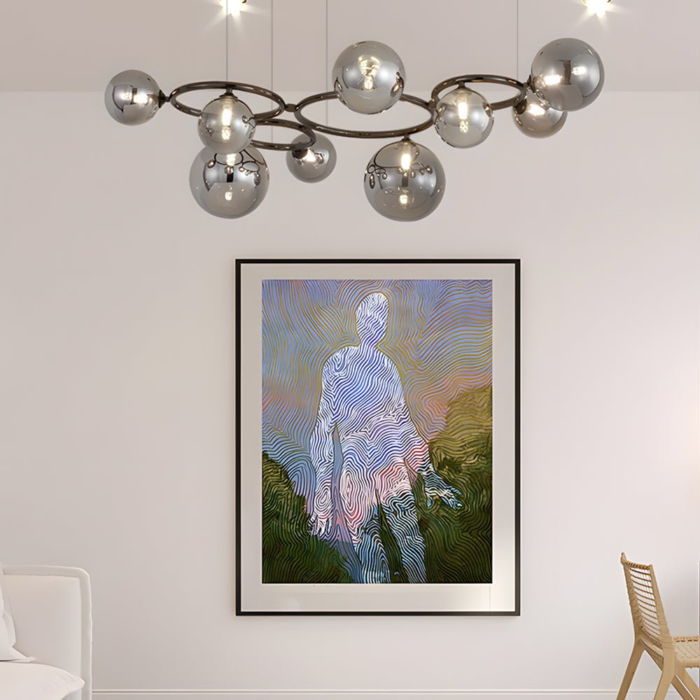 Contemporary Circular Glass Ball Chandelier — Iron & Glass, 5/7/9-Light, 3-Step Dimming, 3000K/4500K/6000K