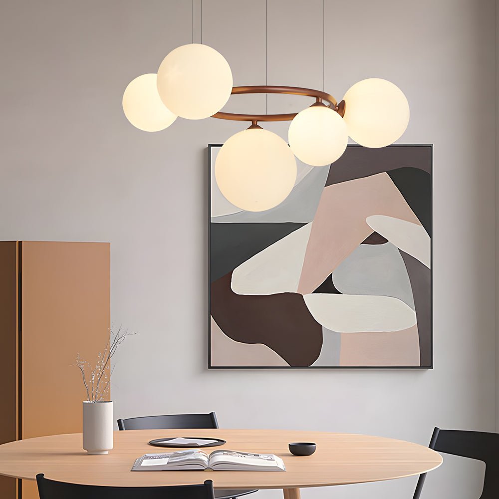 Contemporary Circular Glass Ball Chandelier — Iron & Glass, 5/7/9-Light, 3-Step Dimming, 3000K/4500K/6000K