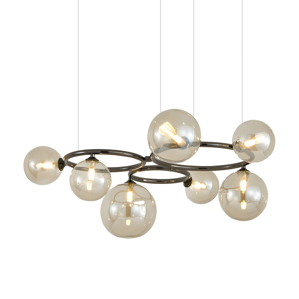 Contemporary Circular Glass Ball Chandelier — Iron & Glass, 5/7/9-Light, 3-Step Dimming, 3000K/4500K/6000K