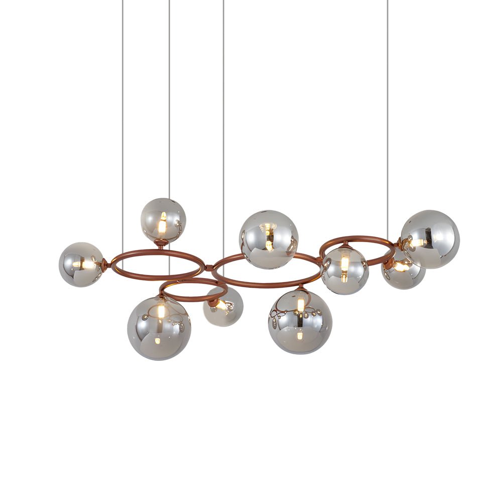 Contemporary Circular Glass Ball Chandelier — Iron & Glass, 5/7/9-Light, 3-Step Dimming, 3000K/4500K/6000K