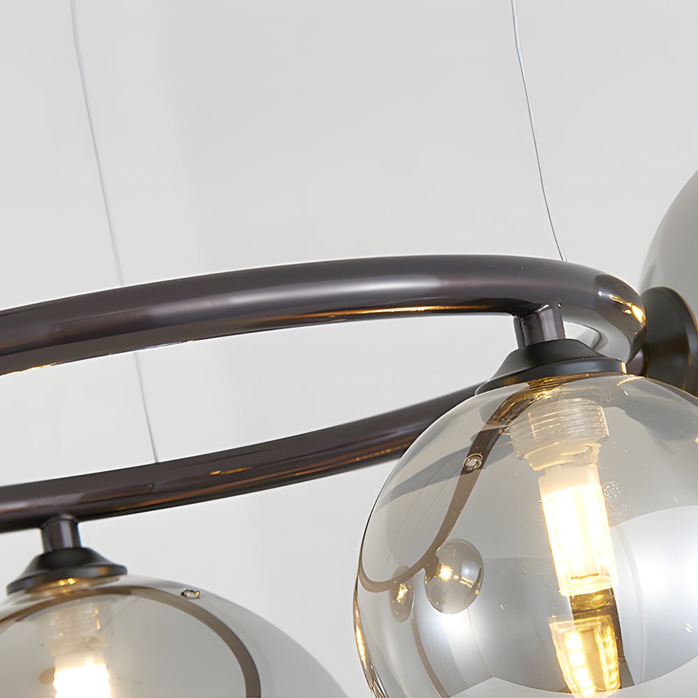 Contemporary Circular Glass Ball Chandelier — Iron & Glass, 5/7/9-Light, 3-Step Dimming, 3000K/4500K/6000K
