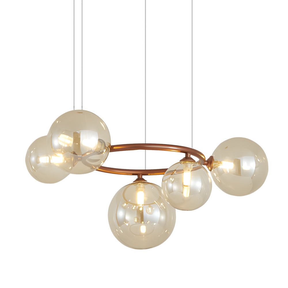 Contemporary Circular Glass Ball Chandelier — Iron & Glass, 5/7/9-Light, 3-Step Dimming, 3000K/4500K/6000K