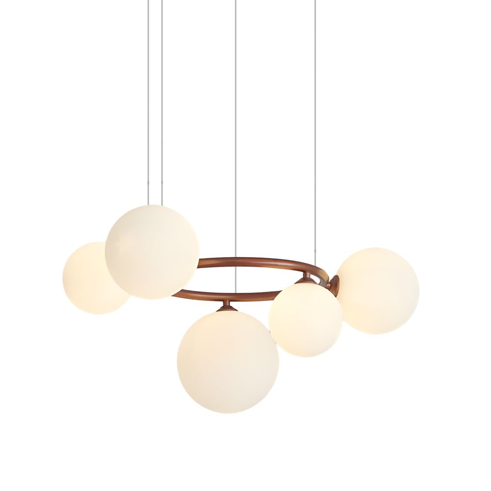 Contemporary Circular Glass Ball Chandelier — Iron & Glass, 5/7/9-Light, 3-Step Dimming, 3000K/4500K/6000K