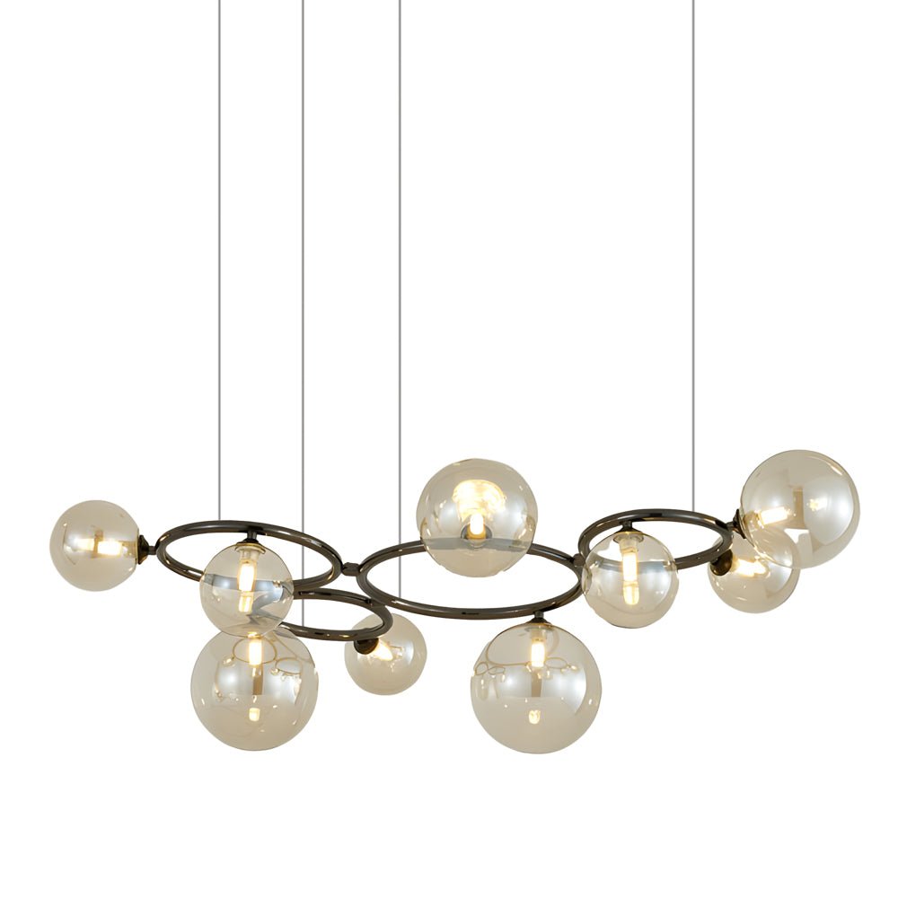 Contemporary Circular Glass Ball Chandelier — Iron & Glass, 5/7/9-Light, 3-Step Dimming, 3000K/4500K/6000K