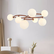 Contemporary Circular Glass Ball Chandelier — Iron & Glass, 5/7/9-Light, 3-Step Dimming, 3000K/4500K/6000K