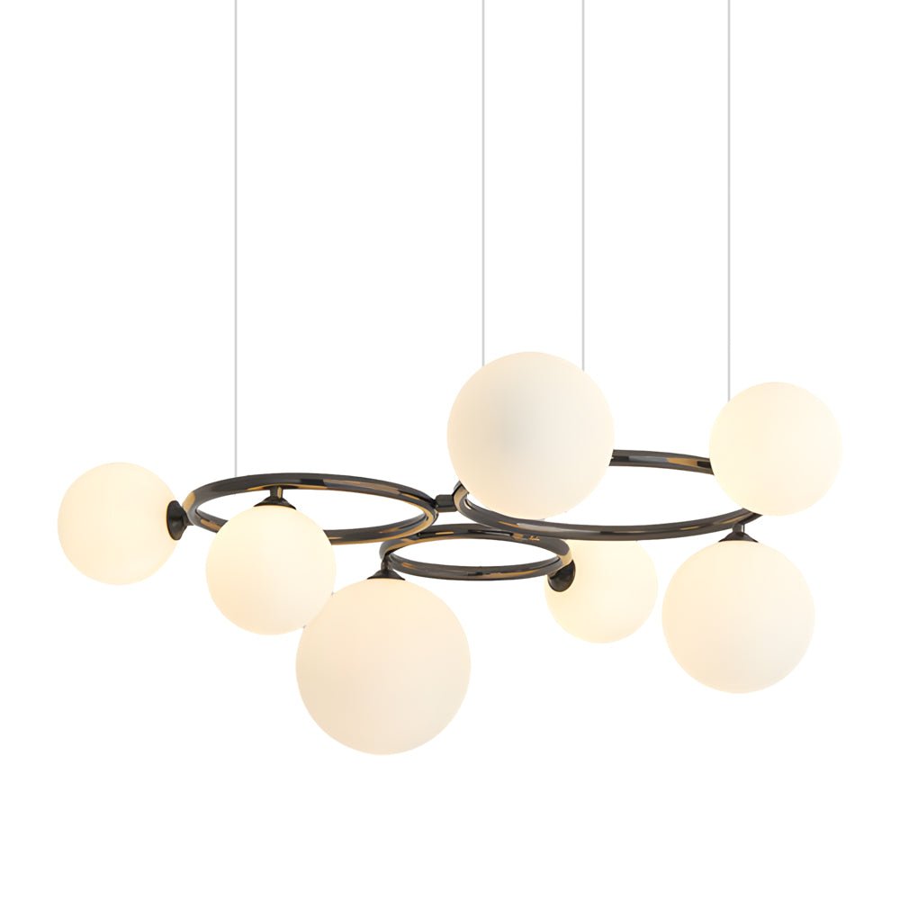Contemporary Circular Glass Ball Chandelier — Iron & Glass, 5/7/9-Light, 3-Step Dimming, 3000K/4500K/6000K