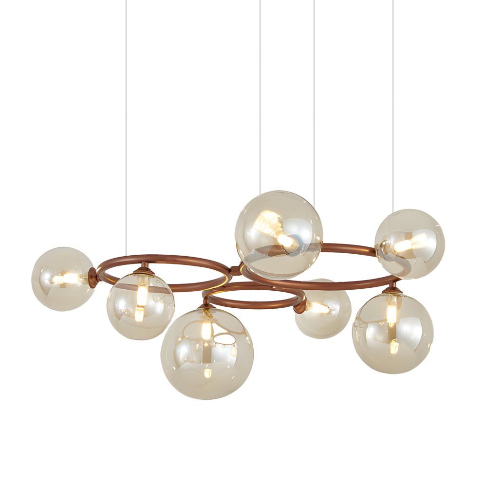 Contemporary Circular Glass Ball Chandelier — Iron & Glass, 5/7/9-Light, 3-Step Dimming, 3000K/4500K/6000K