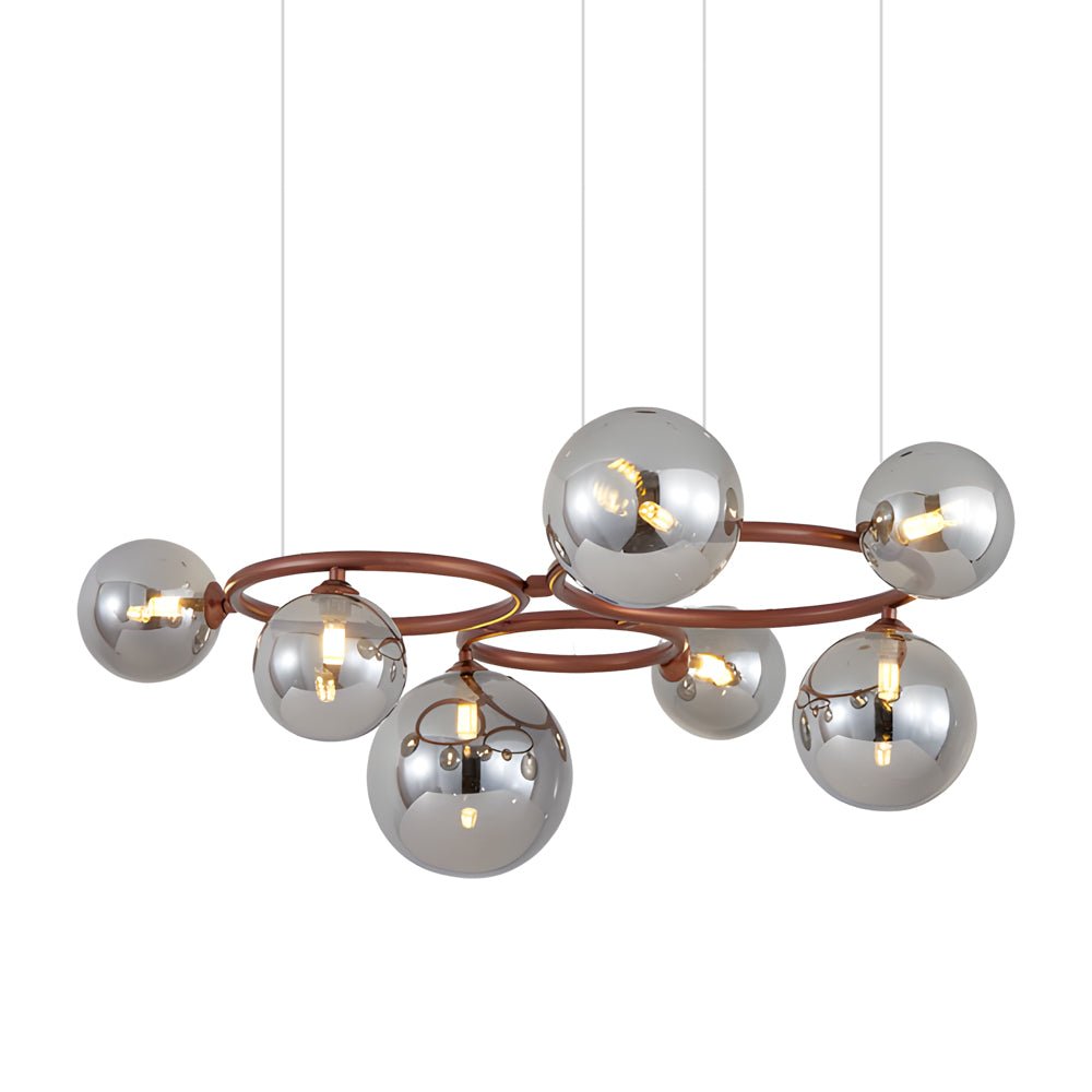 Contemporary Circular Glass Ball Chandelier — Iron & Glass, 5/7/9-Light, 3-Step Dimming, 3000K/4500K/6000K