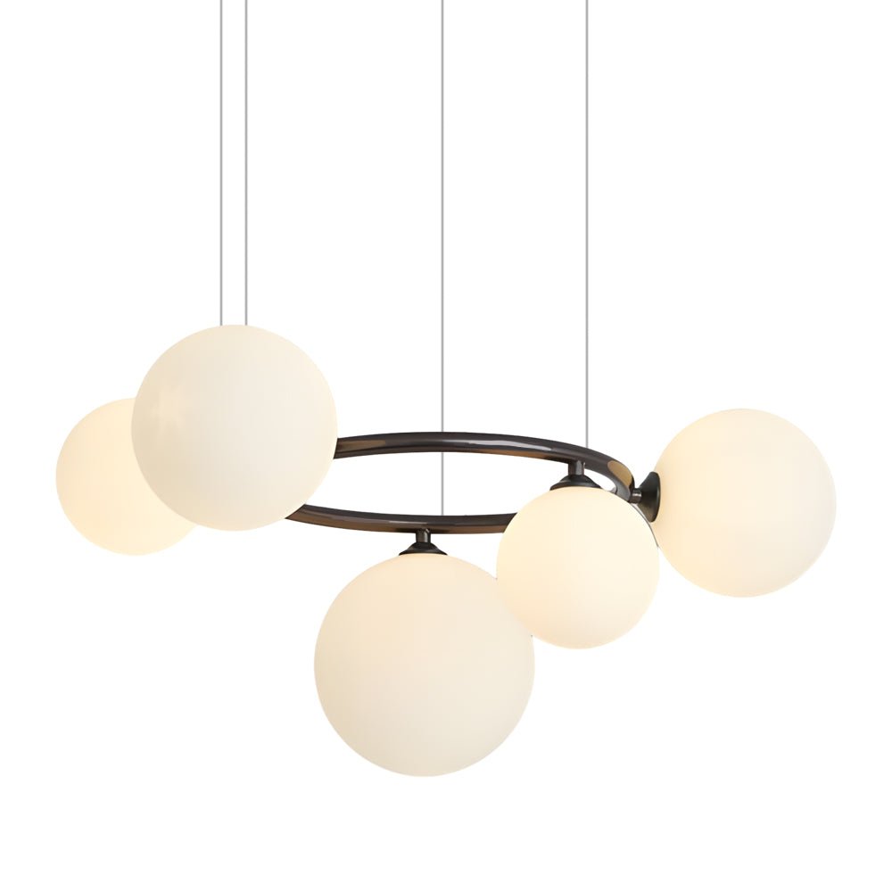 Contemporary Circular Glass Ball Chandelier — Iron & Glass, 5/7/9-Light, 3-Step Dimming, 3000K/4500K/6000K