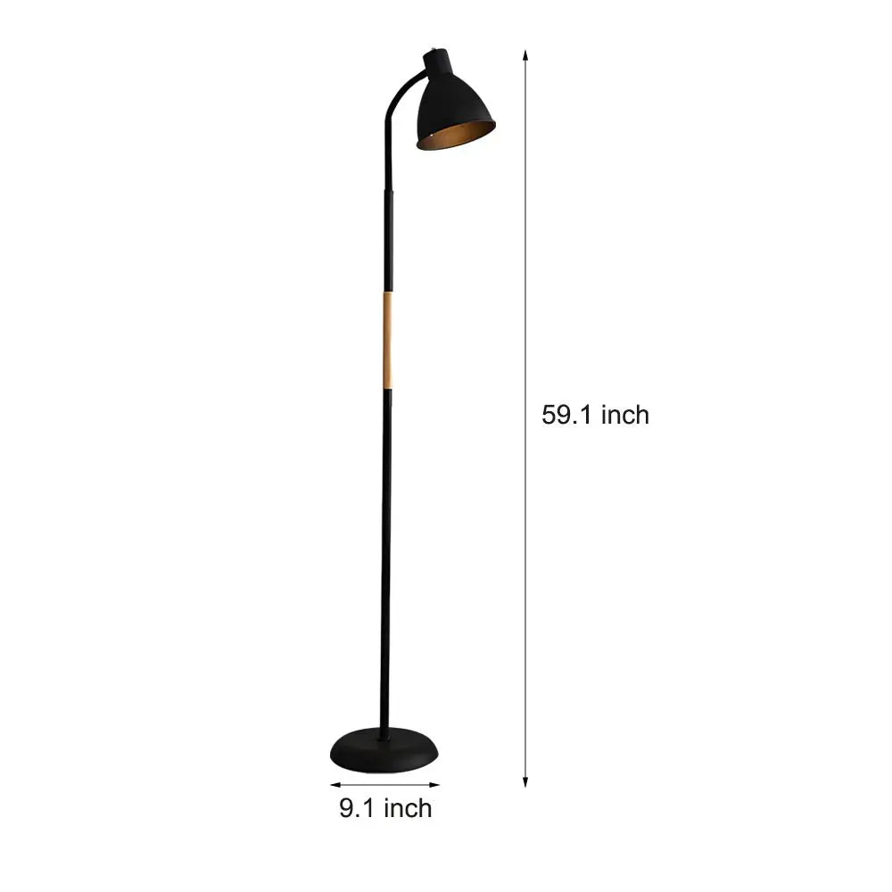 59-Inch Arc LED Task Floor Lamp with Wood and Metal Design Luxe