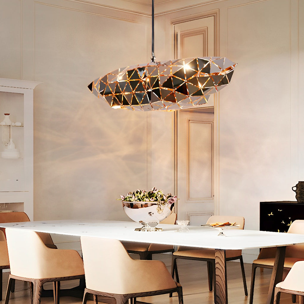 Postmodern Irregular Chandelier — Hollow Stainless Steel, Hardwired, Multiple Sizes