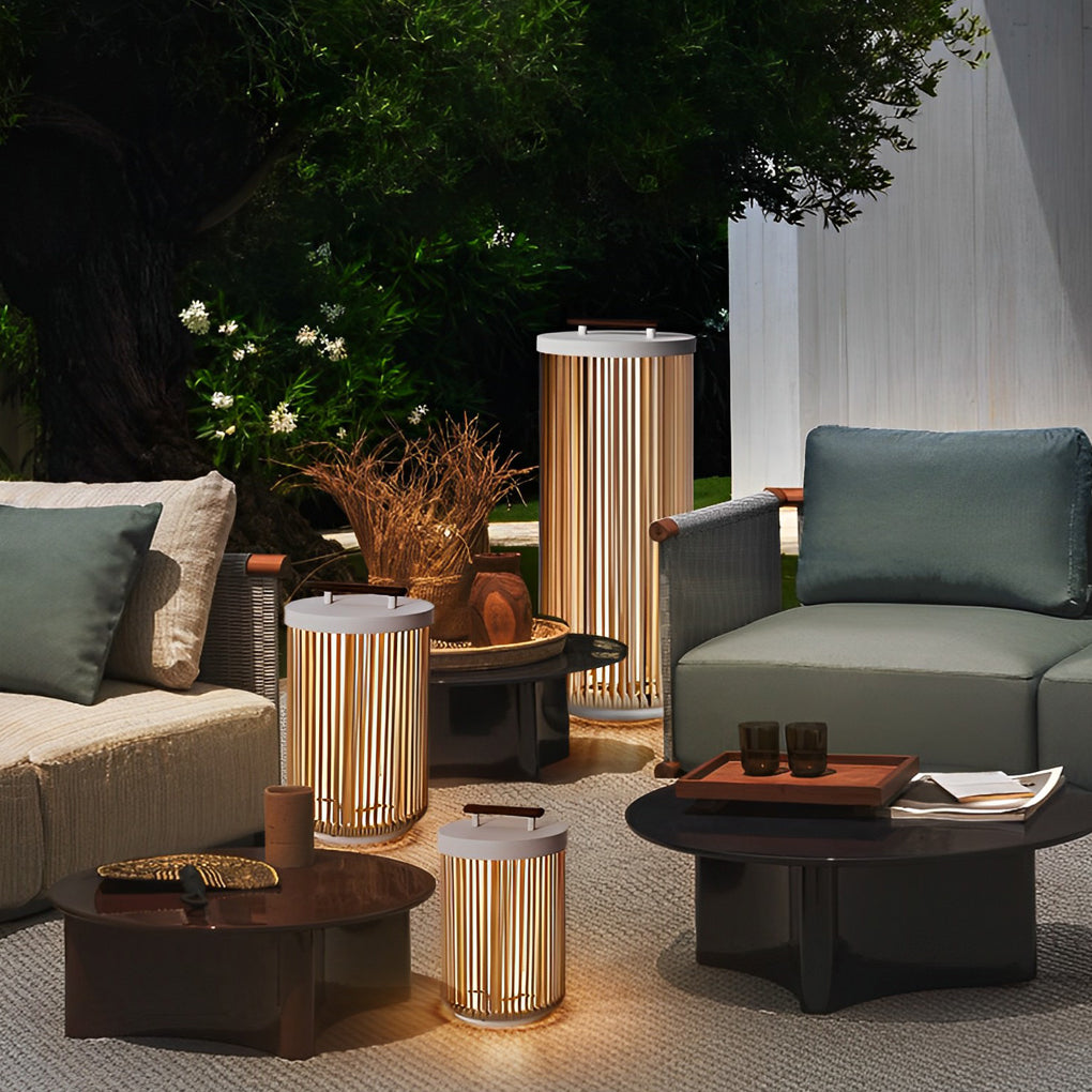 Handmade Rattan Portable Outdoor Lantern — Stainless Steel, Solar / Hardwired, IP54, E27, 3000K Warm White
