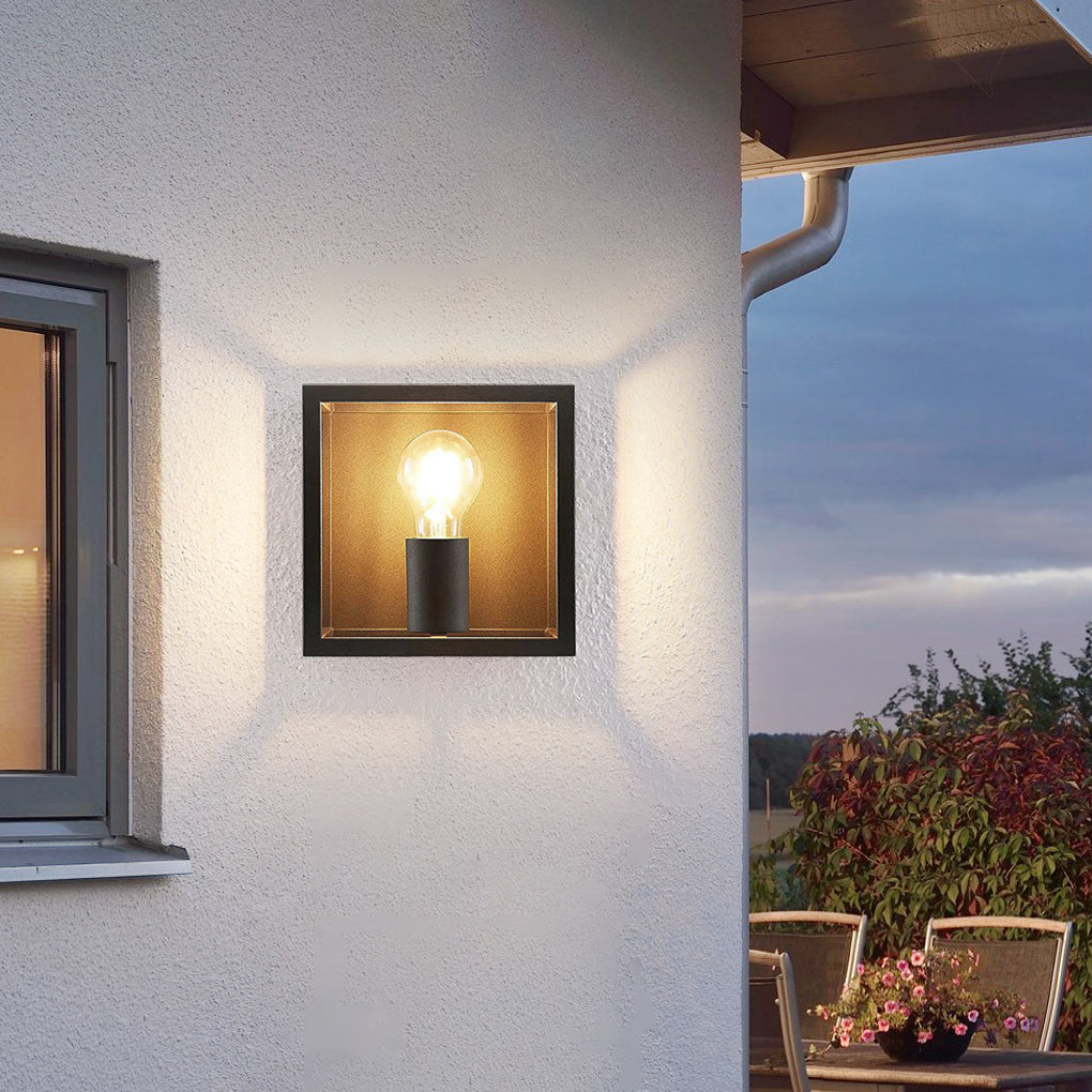 Modern Square Frame Wall Sconce — Iron, E27 40W, Black or White