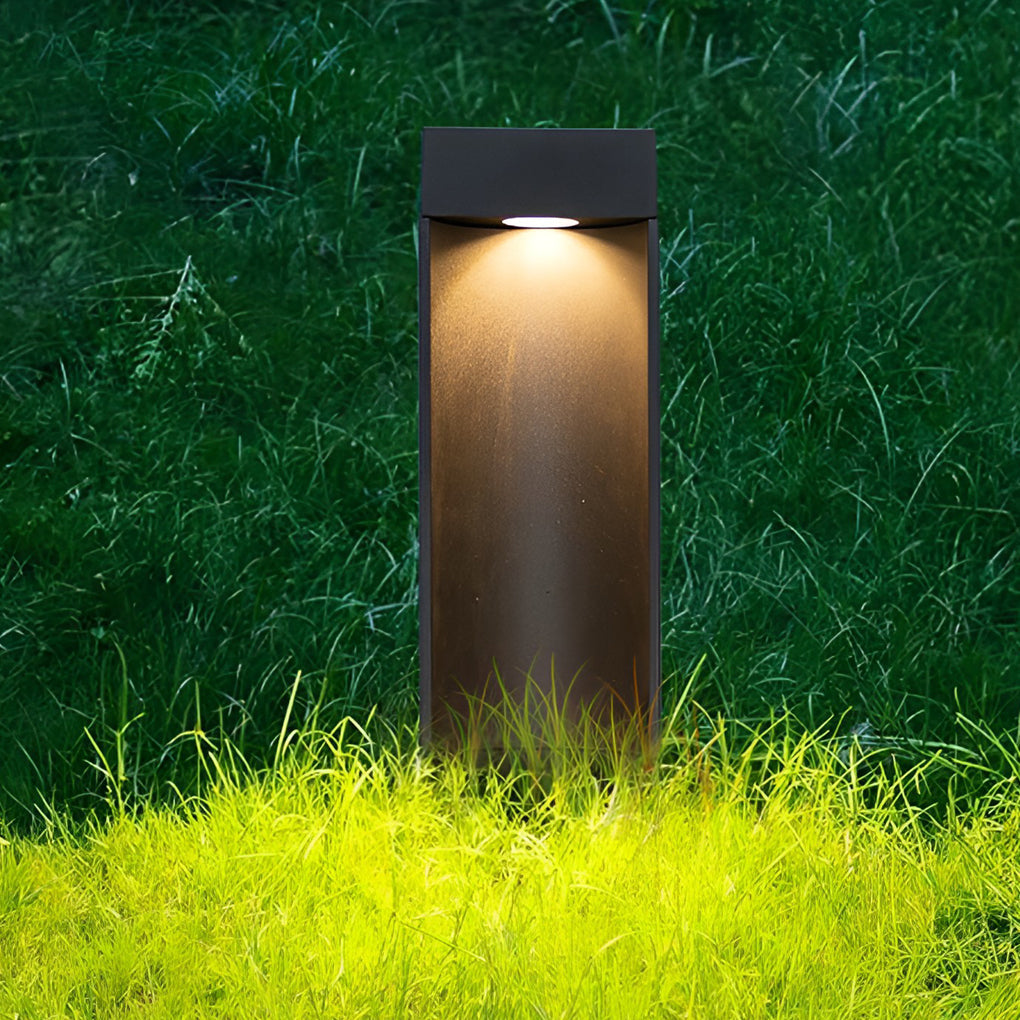 Rectangular Outdoor Bollard Light — Black Die-Cast Aluminum, 5W LED, Warm/Cool White, IP54, 12"–31"
