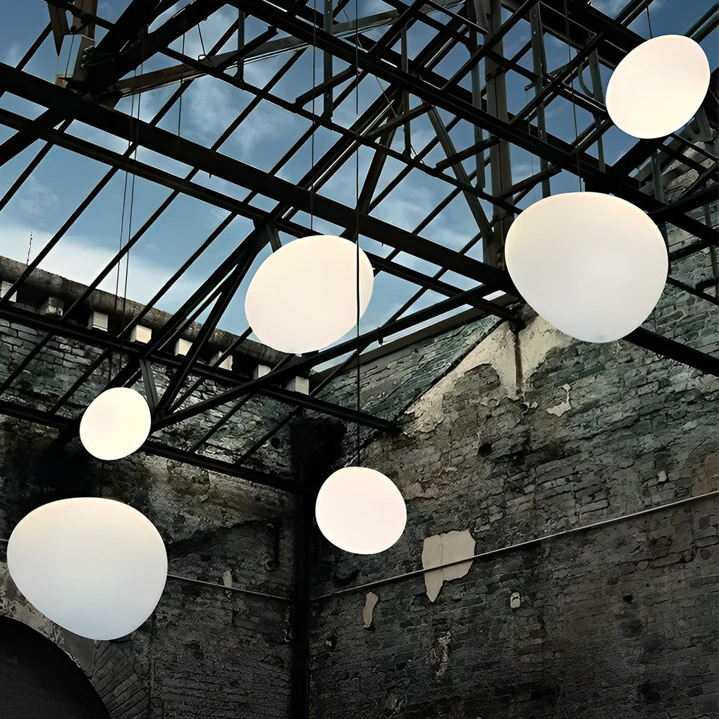 Modern Round PE Pendant Light — White, LED Warm White 3000K, 1-Light, Available in 9", 13" & 18"