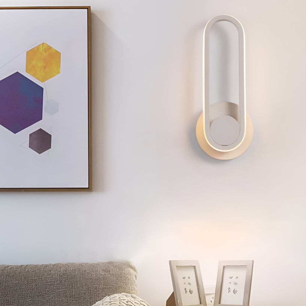 330° Rotatable Rounded-Rectangular LED Wall Sconce — Metal, Silicone Shade, Modern, Gold / Black / White