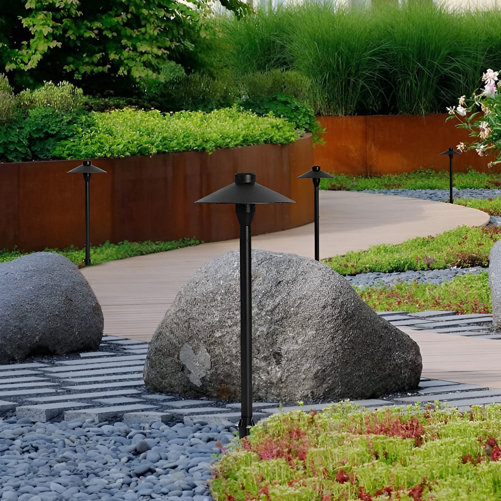 Mushroom Outdoor Path Light — Black Aluminum & Acrylic, LED 7W, 3000K, IP54, 8" Shade
