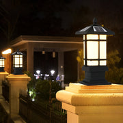 Black Vintage Solar Outdoor Post Light — Die-Cast Aluminum, 3000K Warm White, Dimmable, Remote Control, Waterproof