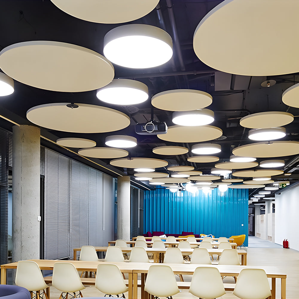 Round Minimalist Office Pendant — Matte Black Iron, LED 6000K, 21W–84W Adjustable Hang