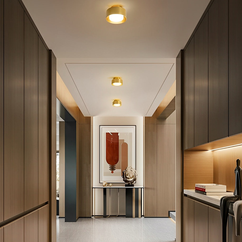 Modern Minimalist Round LED Flush-Mount Ceiling Light — Aluminum, 6W, 3000K, 5.9" Diameter