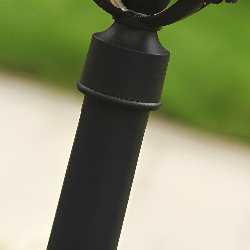 Retro Pavilion-Inspired Outdoor Post Light — Die-Cast Aluminum, Black, E27, Solar / Hardwired, IP23