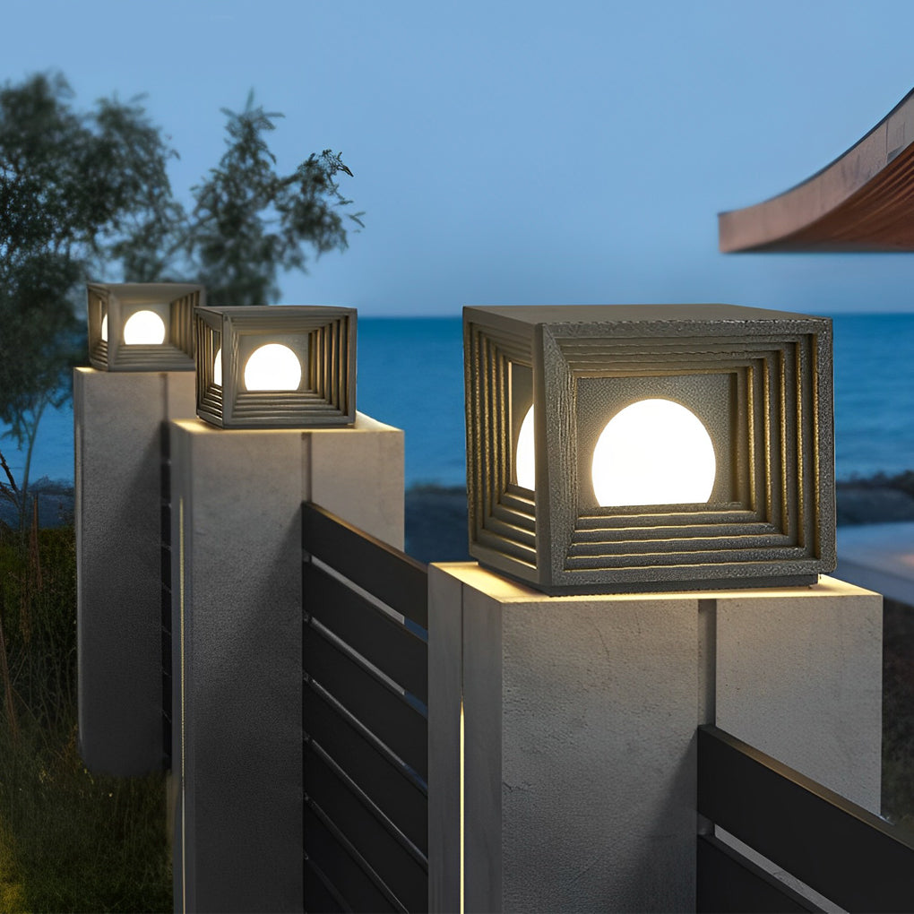 Modern Square Solar Fence Post Light — Stainless Steel & Acrylic, LED 3000K, Waterproof