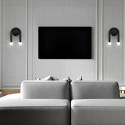 Modern Industrial 2-Light Wall Sconce — Black Iron and Glass, G4, Warm White 3000K